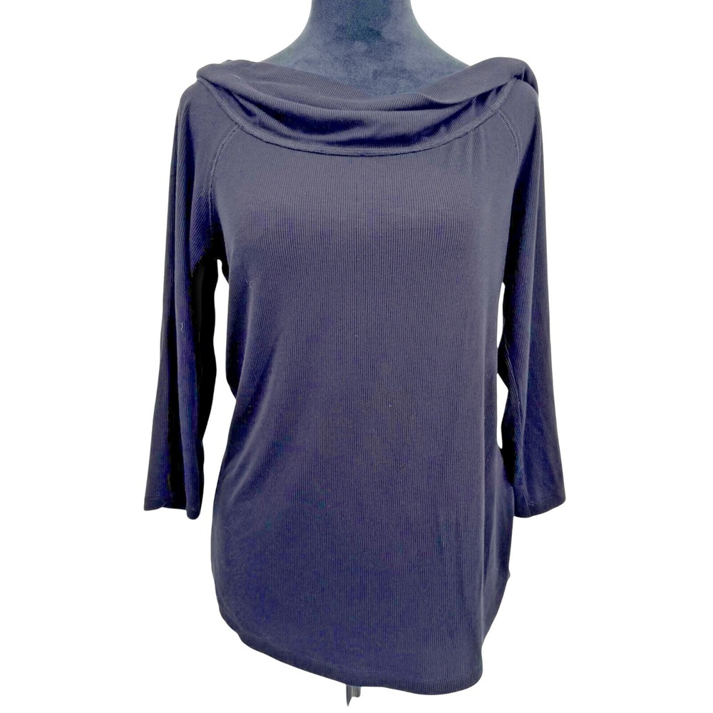 Anthropologie Ribbed Top Womens L‎ Lagenlook Oversized Stretch Minimalist Cowl